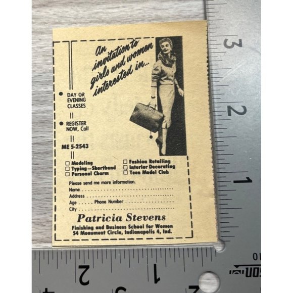 Patricia Stevens Modeling Print Ad Vintage 1964 Indianapolis School for Women - Picture 2 of 3